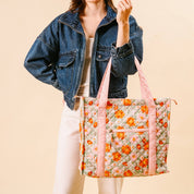 Green Floral Quilted Tote