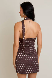 Halter Neckline Polka Dot Top & Low Rise Skirt