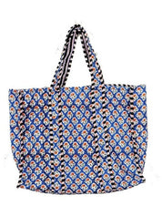 Blue Floral Reversible Quilted Tote Bag — reversible and everyday bag