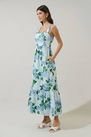 Blue Floral Sleeveless Maxi Dress