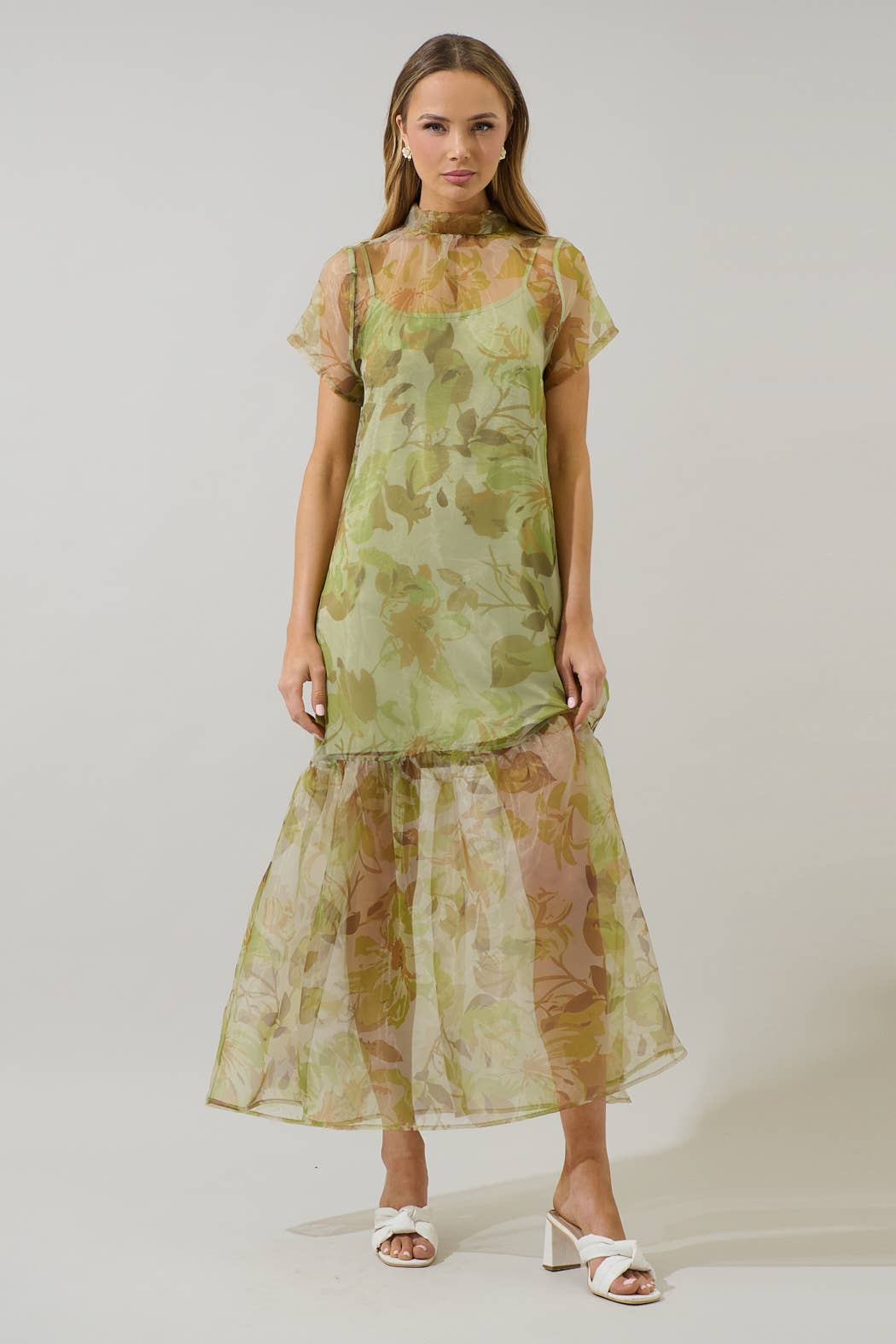 Green Organza Maxi Dress
