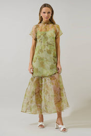 Green Organza Maxi Dress