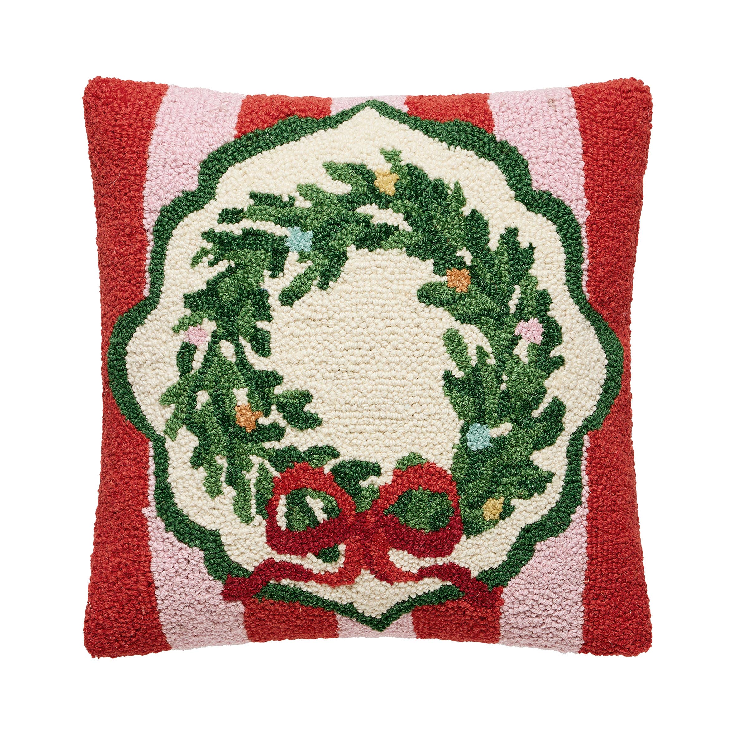 Red Holiday Frames Wreath Hook Pillow