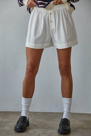 White Cotton Shorts