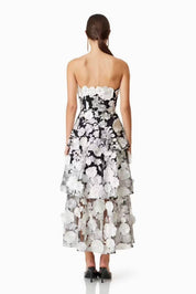 Blue 3D Flower Strapless Dress