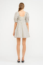 Black & Cream Striped Mini Dress
