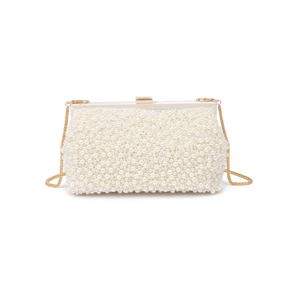 Cream Beaded Frame Evening Bag