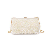 Cream Beaded Frame Evening Bag