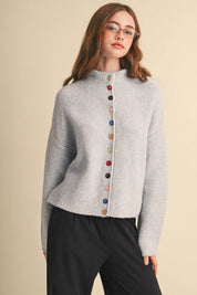Light Blue Striped Cardigan With Buttons at Ninety Nine Boutique, view 2