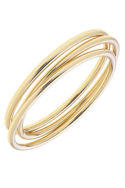 Isla Bangles Set of 3 in Shiny Gold — set of 3 bangles in shiny gold and features a mix of polished and textured finishes