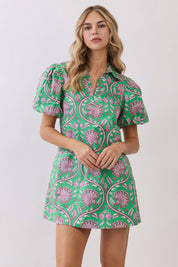 Green Paisley Mini Dress