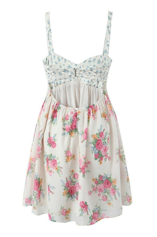 Floral Print Sleeveless Mini Dress