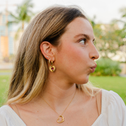 18k Gold Radiant Heart Pendant Statement Hoops