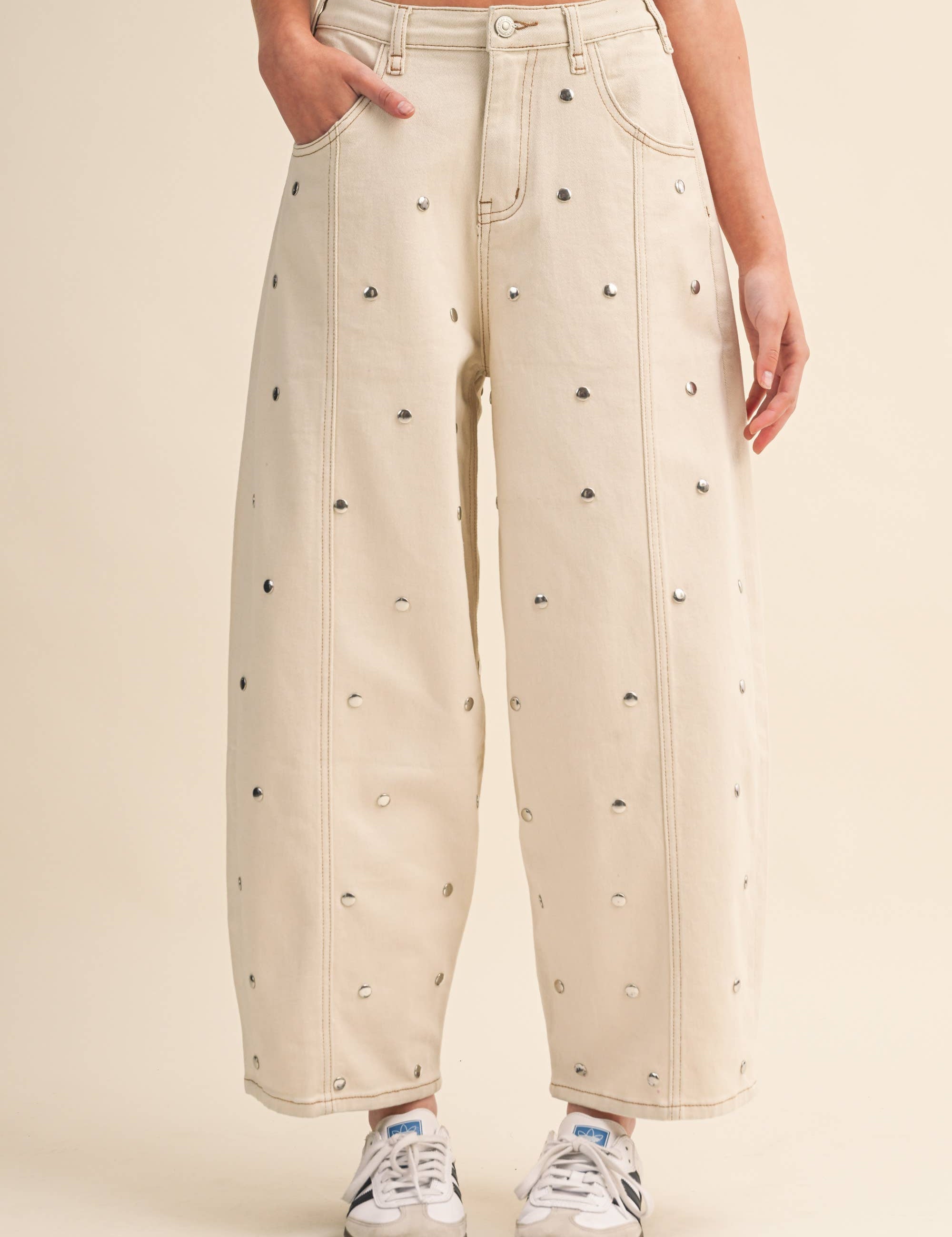 Studded Barrel Jeans