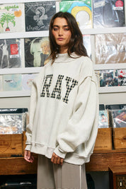 Pray Gingham Appliqué Mockneck