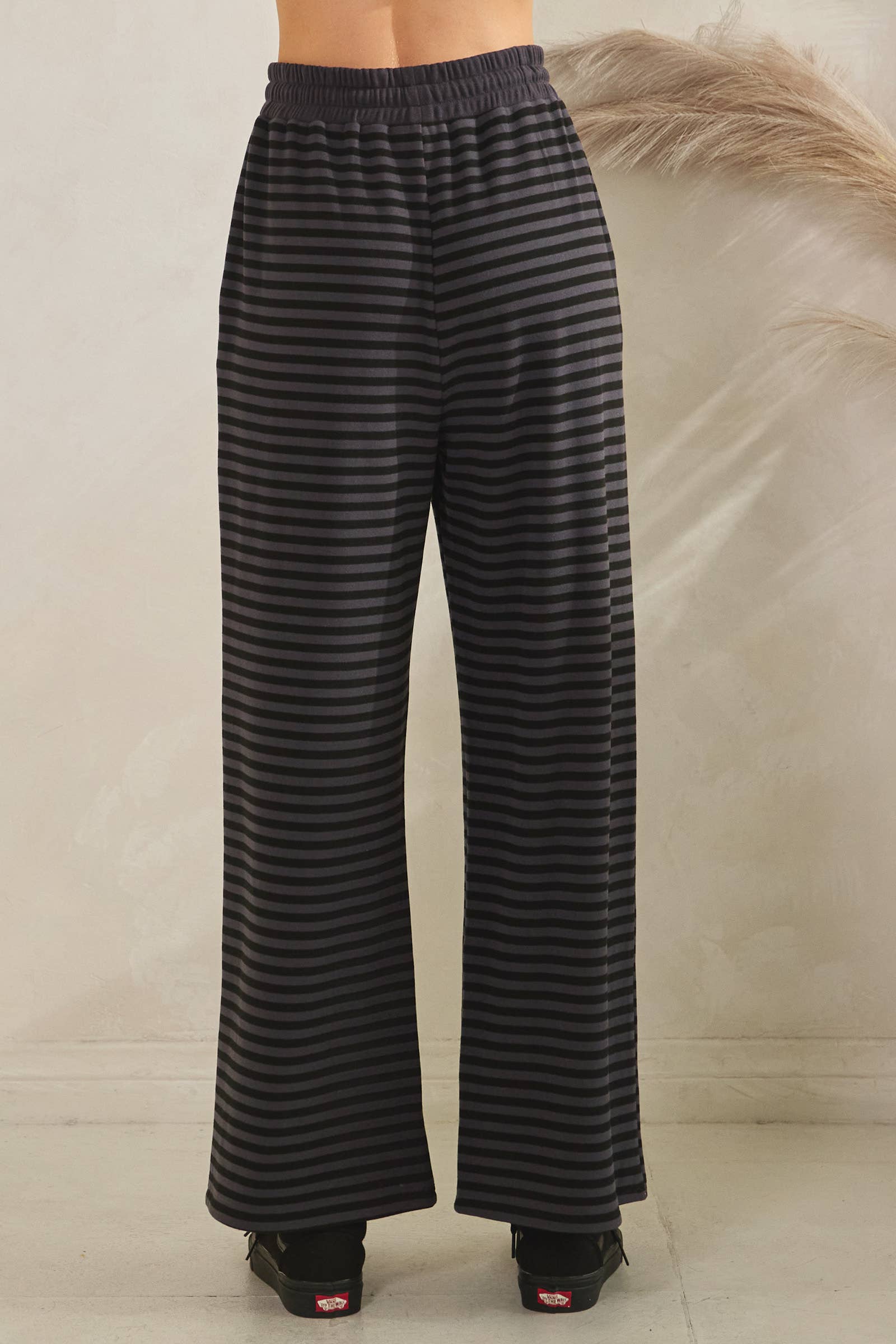 Striped Button Henley Brushed Lounge Set