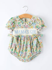 "MAMA'S GIRL" Smocked Girls' Romper
