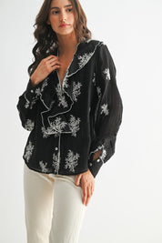 Black Embroidered Blouse