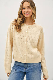 Cream Eyelet Lightweight Cardigan — eyelet and lightweight