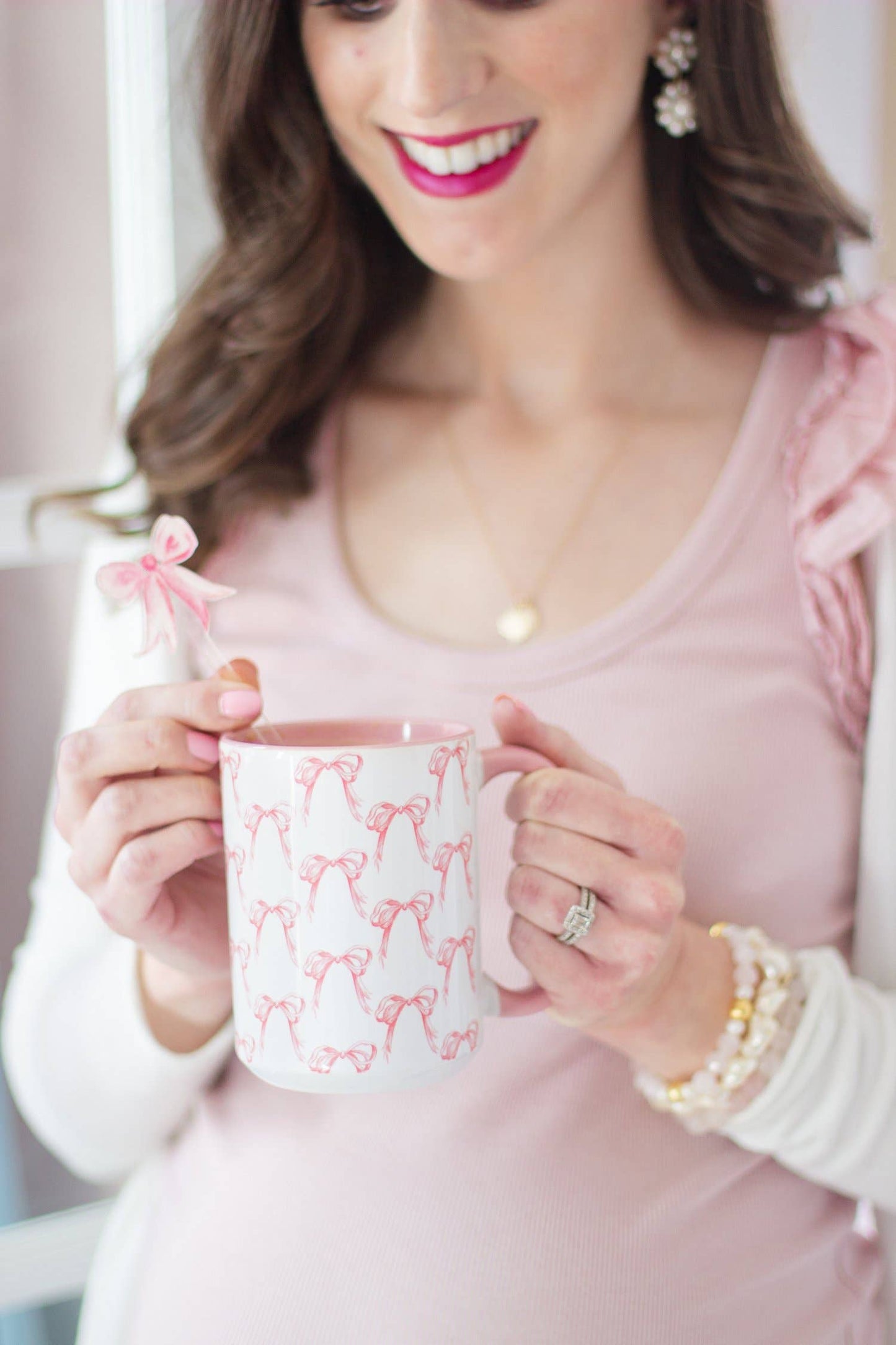 Pink Bows Watercolor Mug