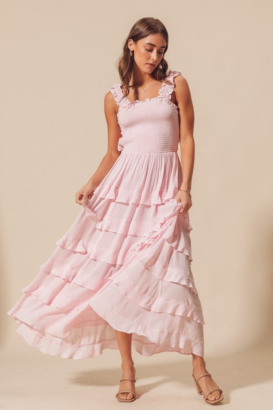 Pink Ruffle Maxi Dress