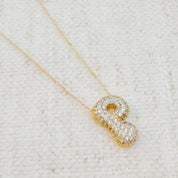 Crystal Bubble Initial Necklace: T at Ninety Nine Boutique, view 24
