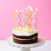 Rainbow Twisted Birthday Candles - 20 Pack | Cake Candless | showing each candle measures 13 cm