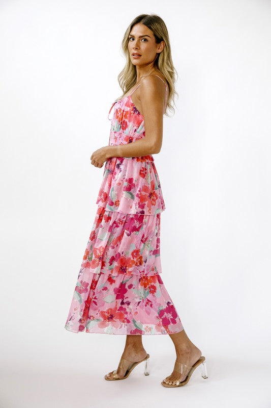 Pink Ruffle Maxi Dress