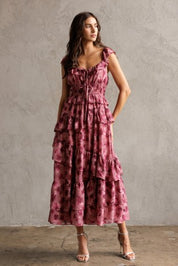 Floral Ruffled Tiered Midi Dress