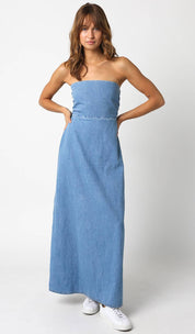Blue Denim Maxi Dress