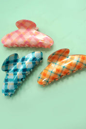 Large Checker Hair Claw Clips