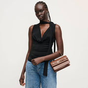 Brown Belted Top Handle Crossbody