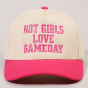 Pink Hot Girls Love Gameday Hat — “hot girls love gameday” lettering across the front and color: pink
