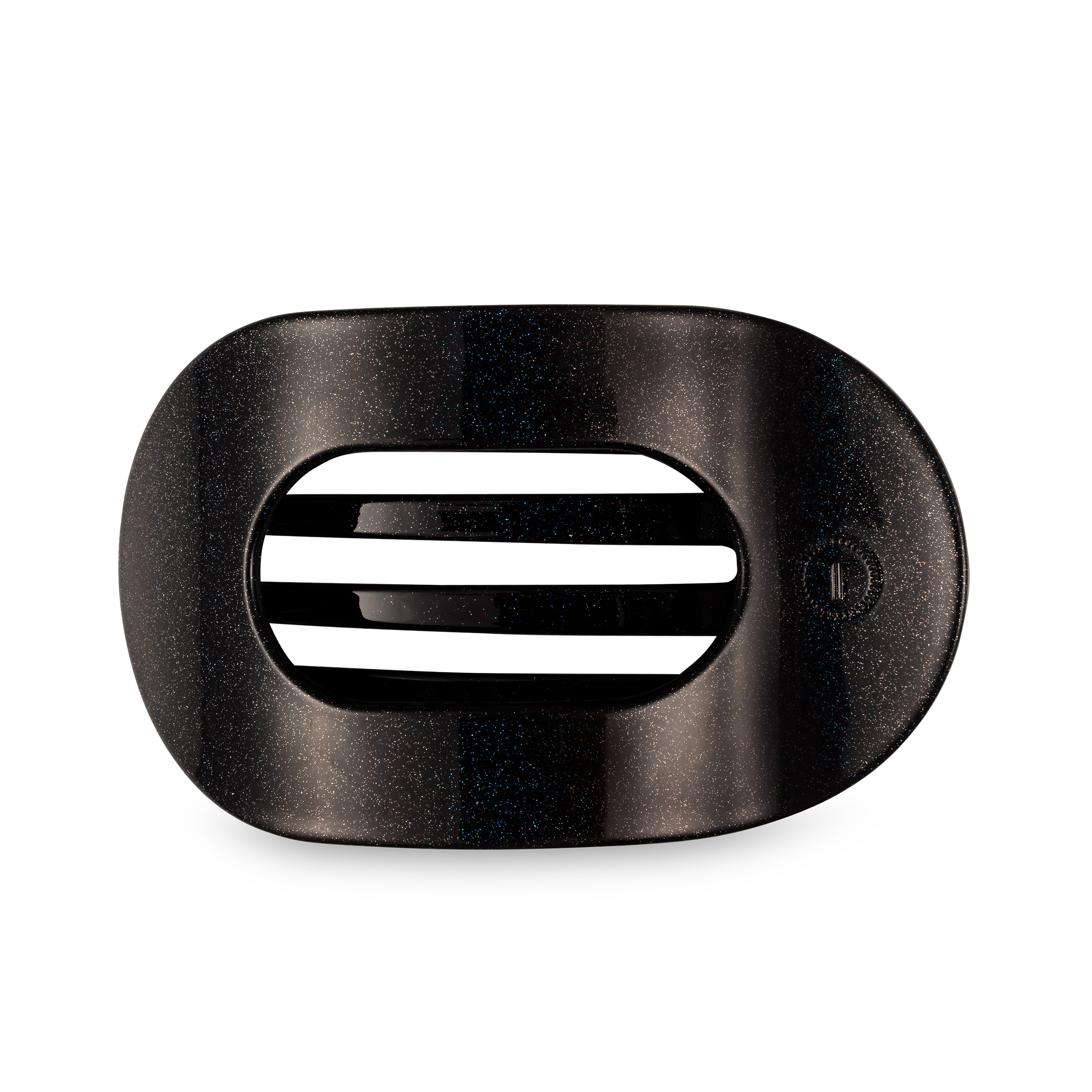 Flat Round Hair Clip | Large | Midnight Magic — rounded oval shape and bendable teeth for a secure yet gentle hold