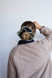 Black & Cream Polka Dot Corset Scrunchie