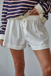 White Cotton Shorts