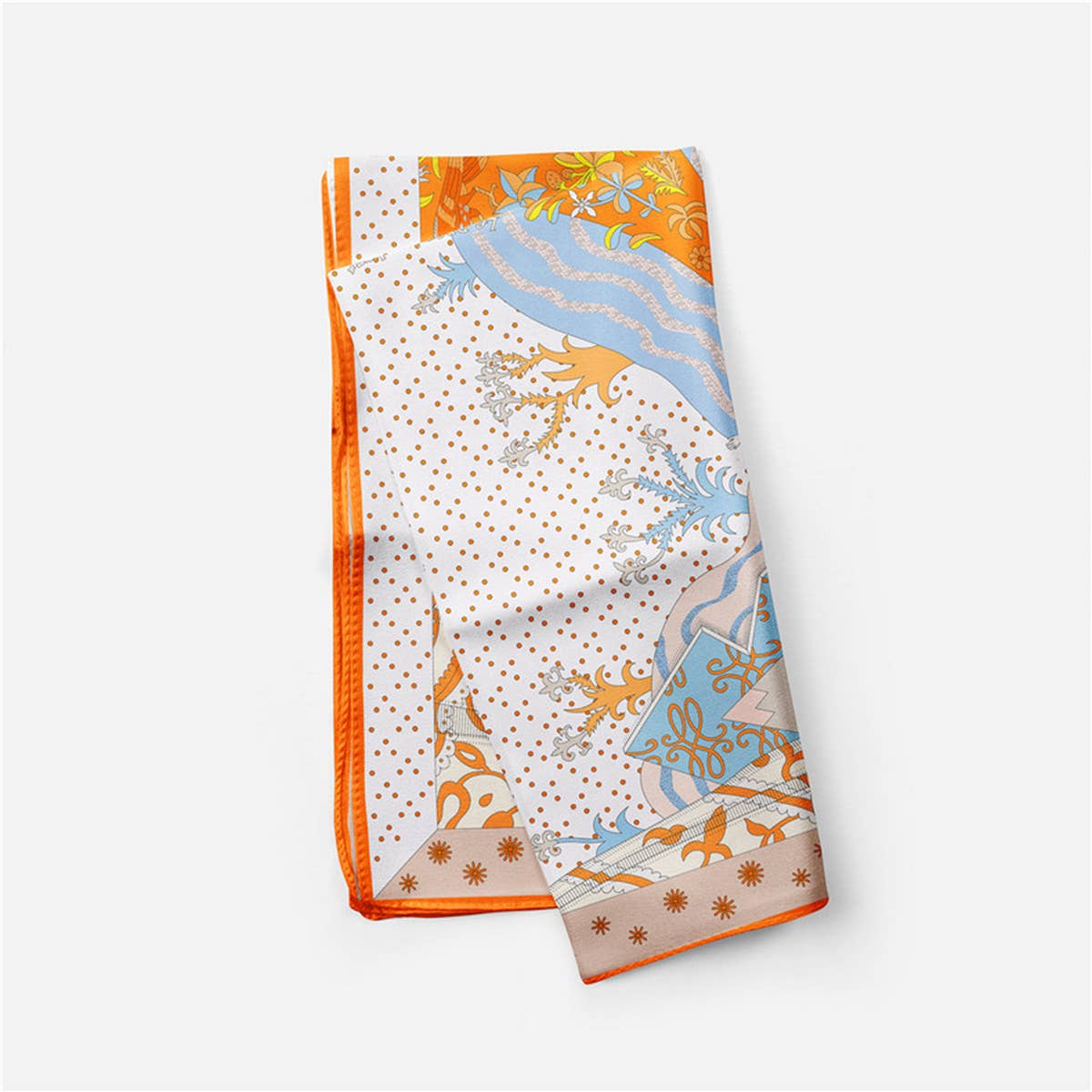 Orange Silk Feel Square Scarf in 100% Polyester