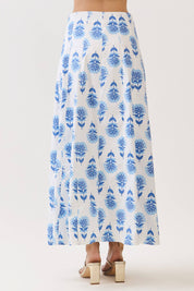 Blue Printed Maxi Skirt