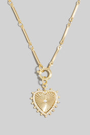 Halo Set Heart Pendant Bar Chain Necklace