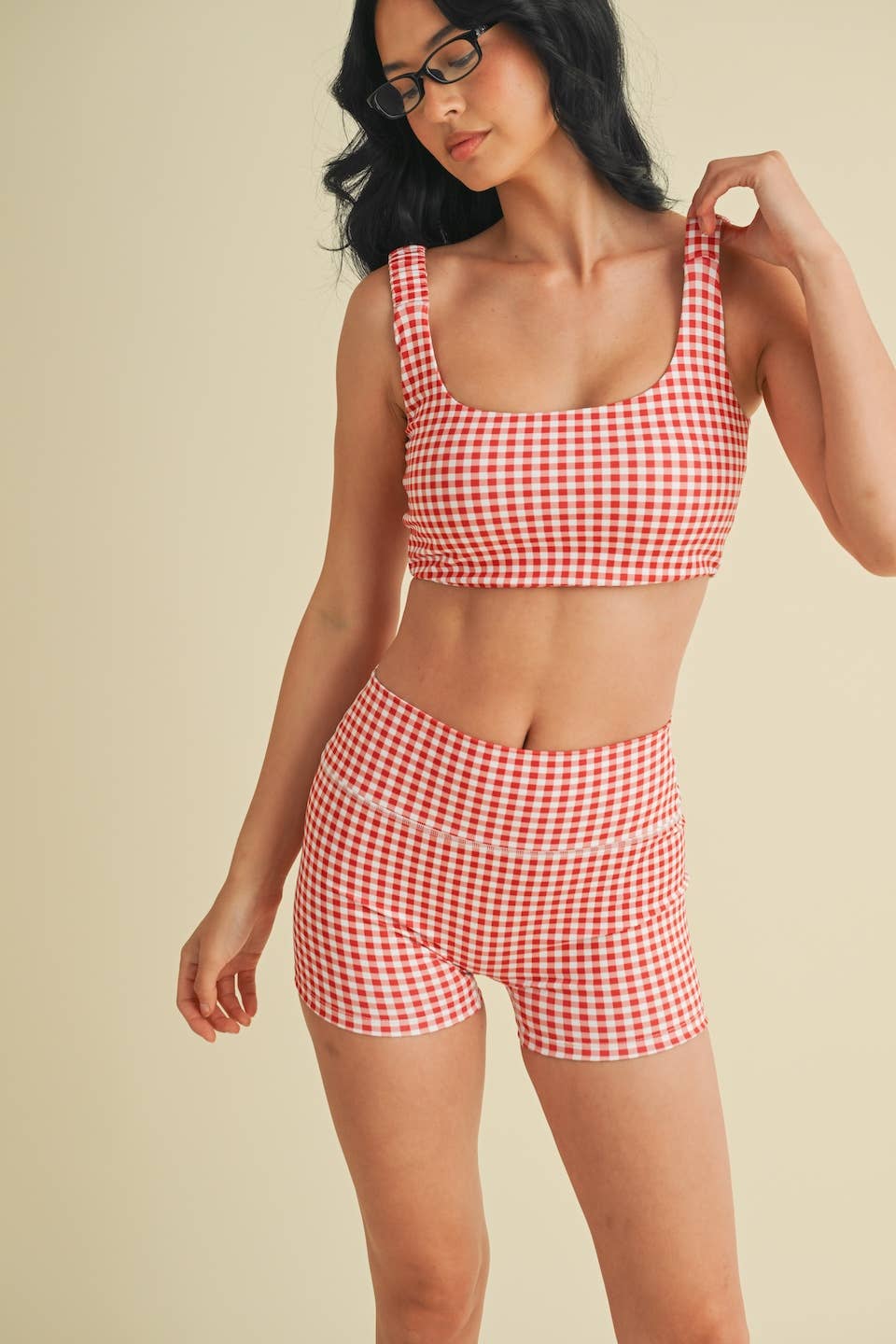 Red Gingham Classic Sports Bra