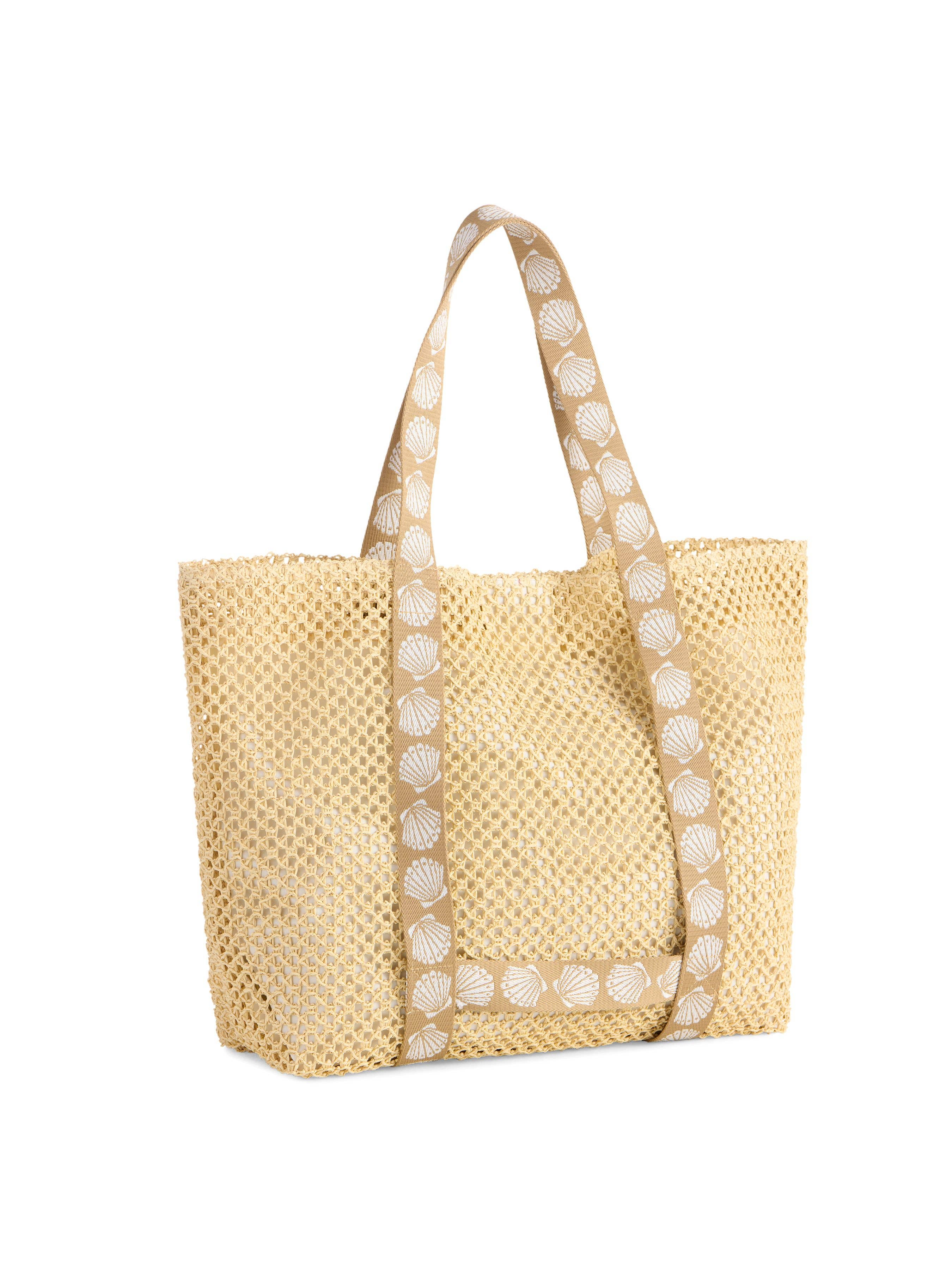 Tan Shell Beach Bag & Hat Set