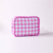Ruffle Checker Stripe Cosmetic Bag