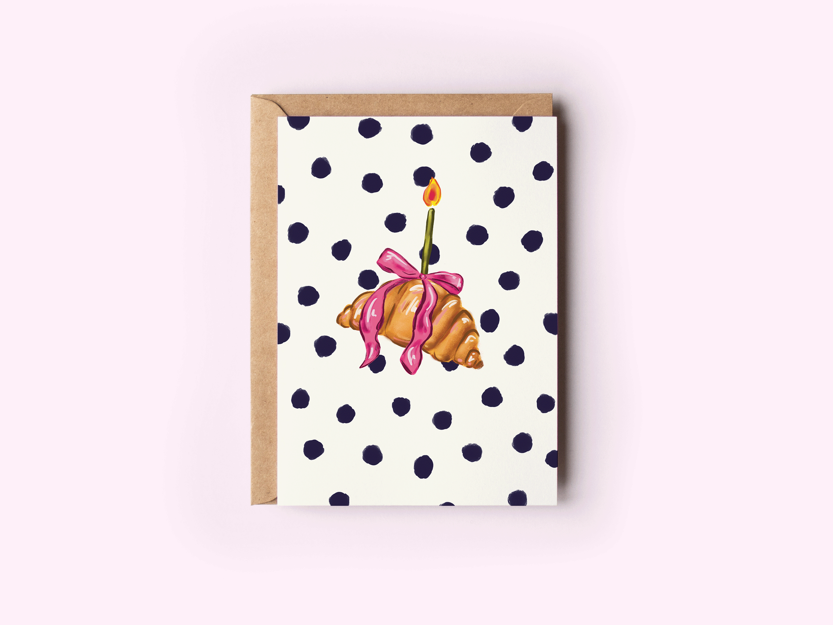 Croissant with Bow Celebration Congratulations Greeting Card