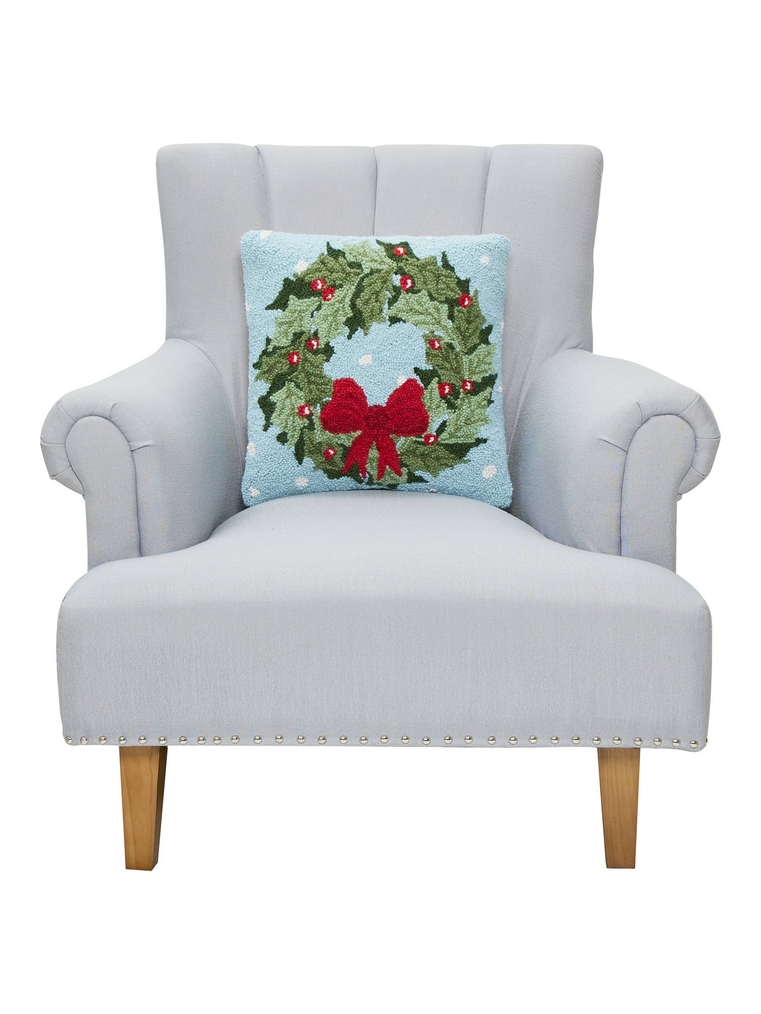 Holly Wreath Hook Pillow