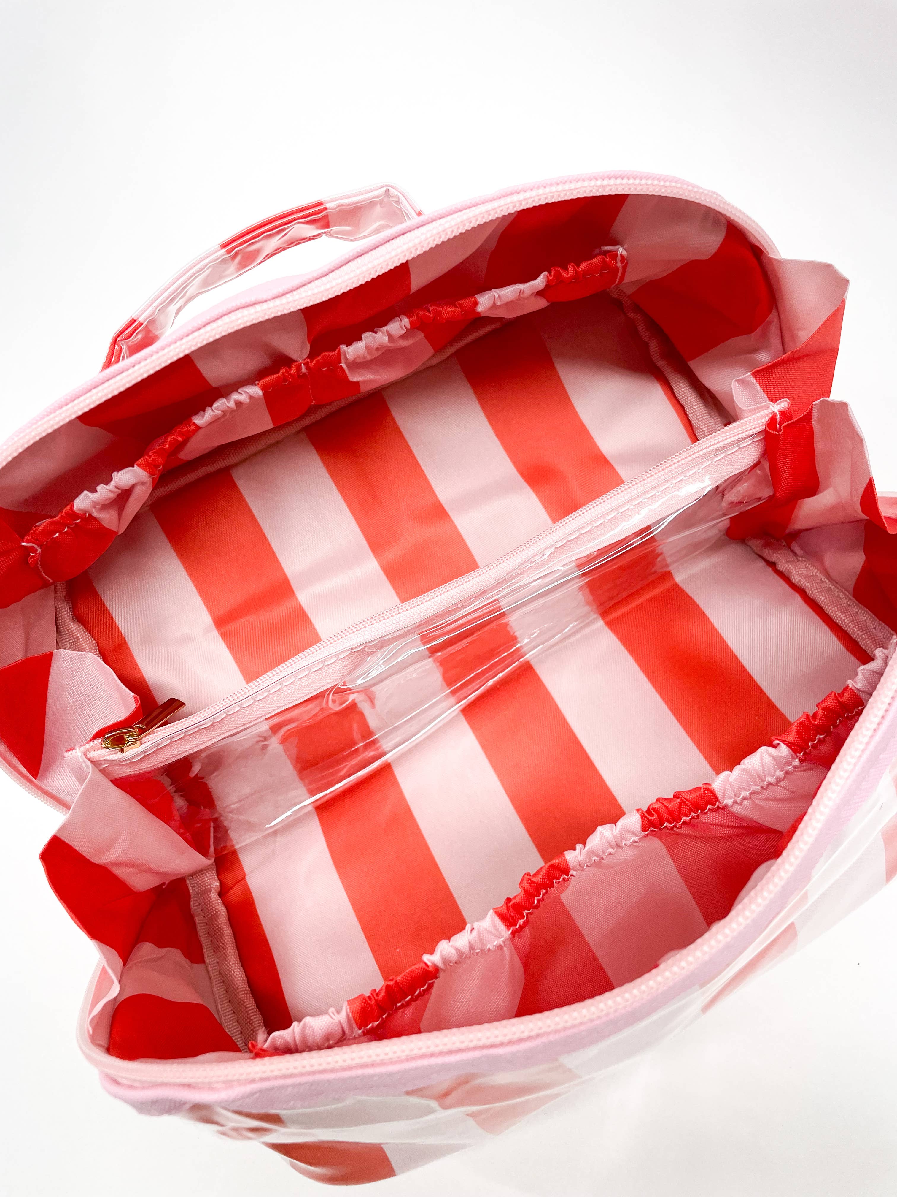 Red Colorful Stripe Wipeable Toiletry Bag