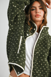 Olive Fleece Puffer Jacket