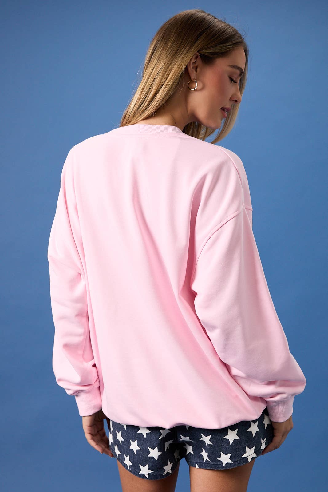 Pink Crewneck USA Flag Art Work