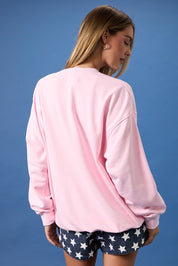 Pink Crewneck USA Flag Art Work