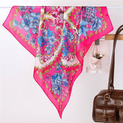 Vibrant Pink Floral Silk Scarf