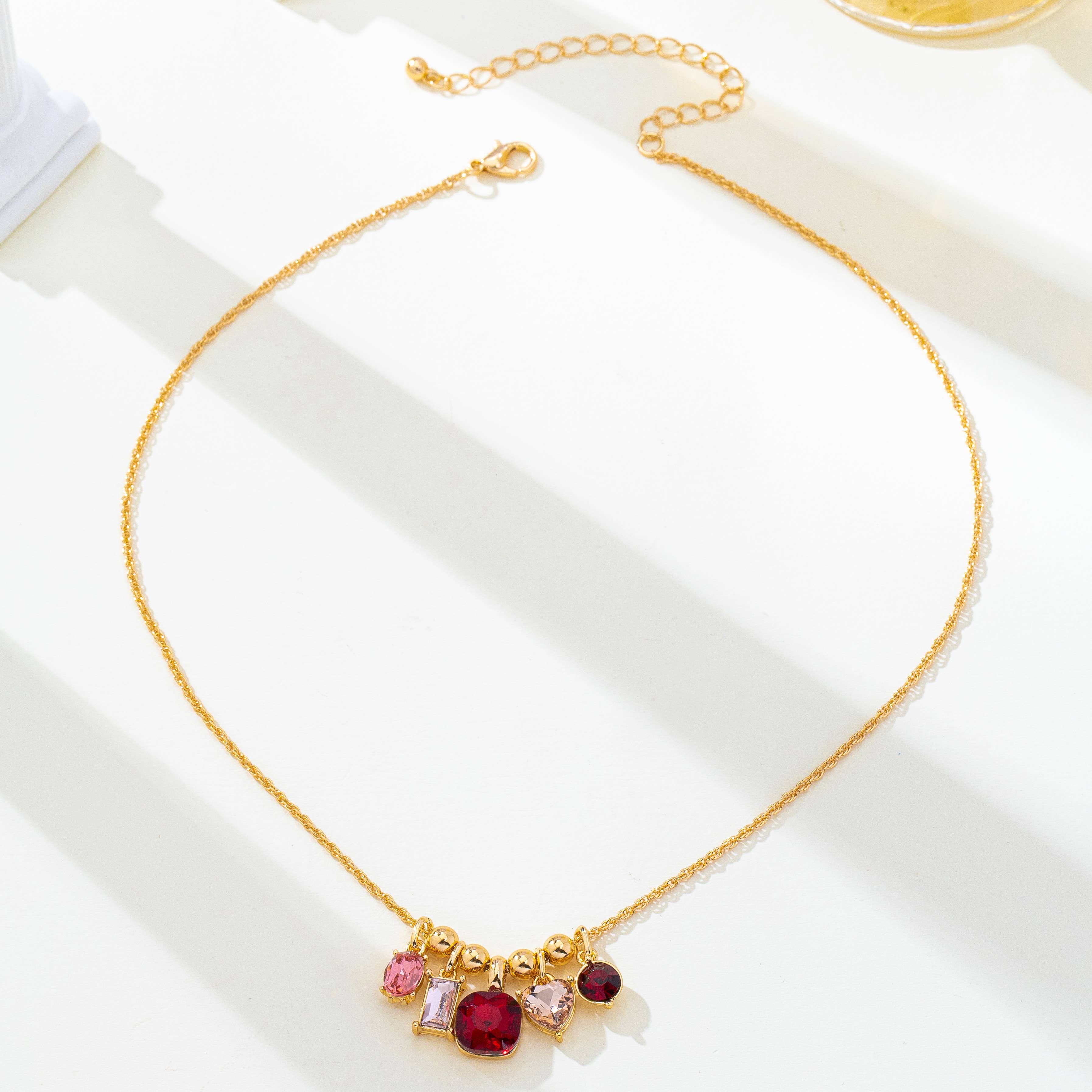 Multicolor Crystal Cluster Charm Necklace